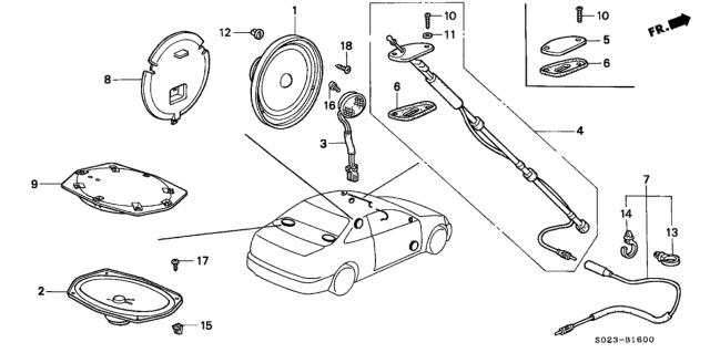 1996 Honda Civic Gasket, Antenna Base Diagram for 39154-SR0-G00