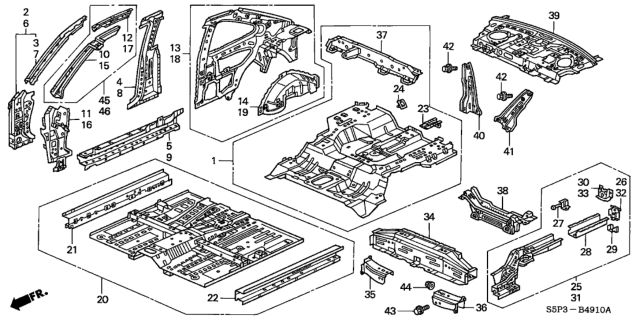 2004 Honda Civic Rail, R. Roof Side Diagram for 64211-S5P-A00ZZ