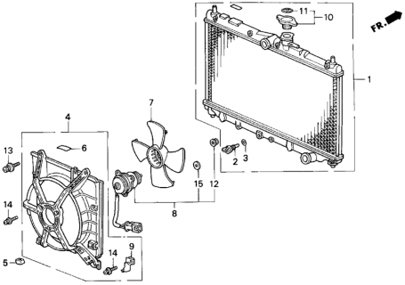 1992 Honda Prelude Radiator (Toyo) Diagram