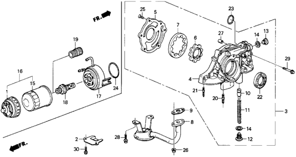 1989 Honda CRX Oil Pump - Oil Strainer Diagram