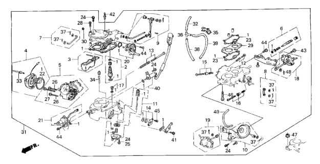 1985 Honda CRX Carburetor Assembly (Ea20A) Diagram for 16100-PE1-783