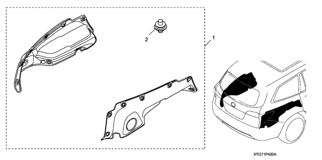 2021 Honda Pilot 5 Door TRG (2WD) KA 9AT Cargo Side Panel Protector Diagram
