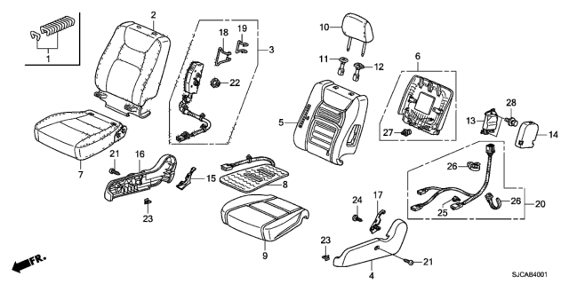 2014 Honda Ridgeline 4 Door RTS KA 5AT Front Seat (Passenger Side) Diagram