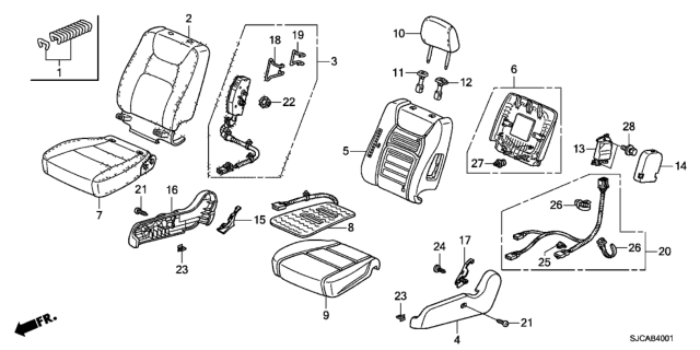 2014 Honda Ridgeline Front Seat (Passenger Side) Diagram