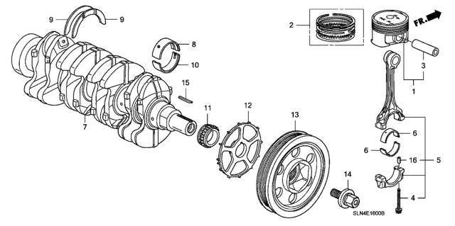 2008 Honda Fit Bearing B, Main (Lower) (Black) (Taiho) Diagram for 13342-PWA-004