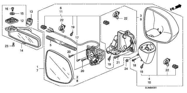 2007 Honda Fit Mirror Assembly, Driver Side Door (Nighthawk Black Pearl) (R.C.) Diagram for 76250-SLN-A01ZC