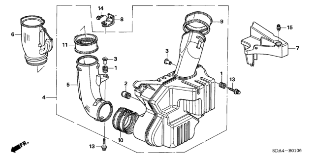 2005 Honda Accord Tube B, Air Inlet Diagram for 17244-RCA-A00