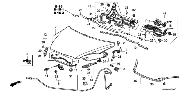 2008 Honda CR-V Stay, Hood Opener Diagram for 74145-SWA-A00