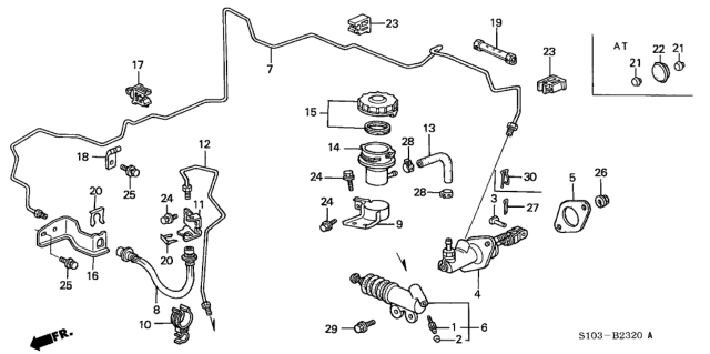 1999 Honda CR-V 5 Door LX (4WD) KA 5MT Clutch Master Cylinder Diagram