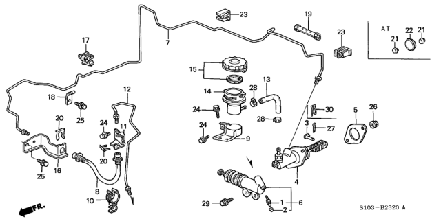 1998 Honda CR-V Pipe B, Clutch Diagram for 46970-S10-020