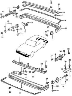 1983 Honda Civic 4 Door ** (1500) KA HMT Bumper Diagram
