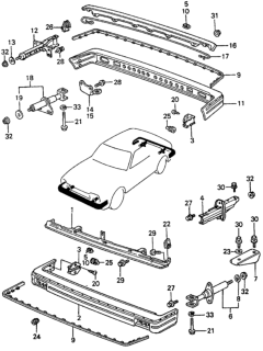 1982 Honda Civic Apron Assy., RR. Bumper Diagram for 84141-SA8-010ZZ