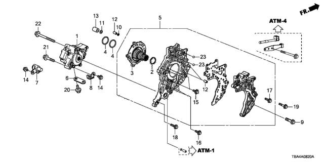 2017 Honda Civic 4 Door TOUR KA CVT AT Oil Pump - Stator Shaft Diagram