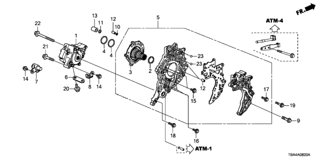 2017 Honda Civic AT Oil Pump - Stator Shaft Diagram