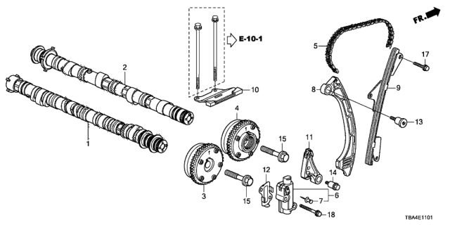 2016 Honda Civic Camshaft Complete, In Diagram for 14110-5BA-A00