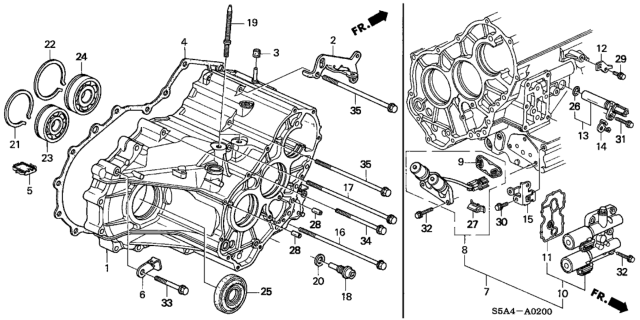 2003 Honda Civic 4 Door LX (SIDE SRS) KA 4AT AT Transmission Housing Diagram