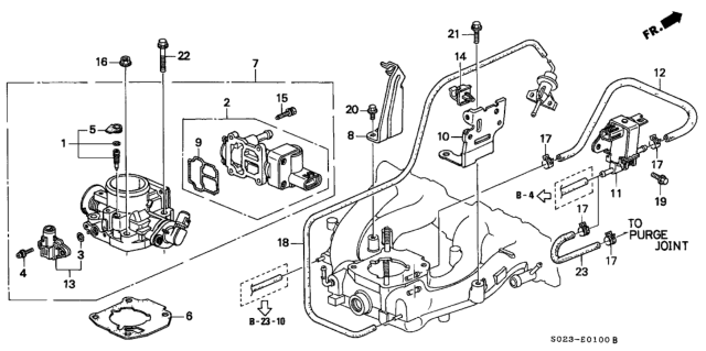 1999 Honda Civic Throttle Body (SOHC) Diagram