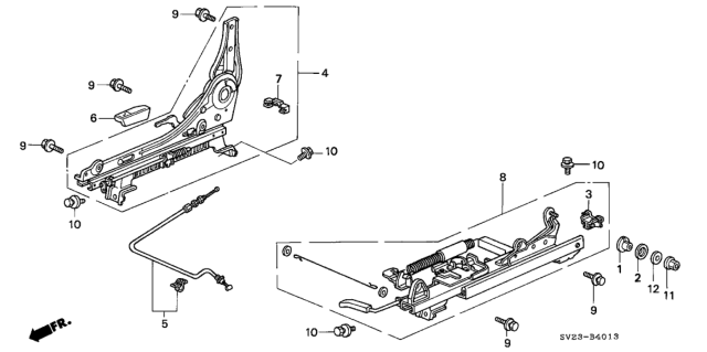 1997 Honda Accord Front Seat Components Diagram 2