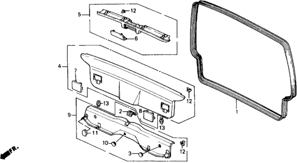 1989 Honda Civic 5 Door ** (WAGOVAN) KA 5MT Tailgate Lining Diagram