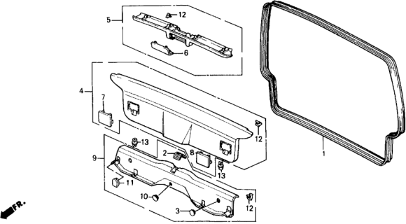 1989 Honda Civic Lid, RR. Panel Lining *YR89L* (PALMY BROWN) Diagram for 84642-SH5-010ZB