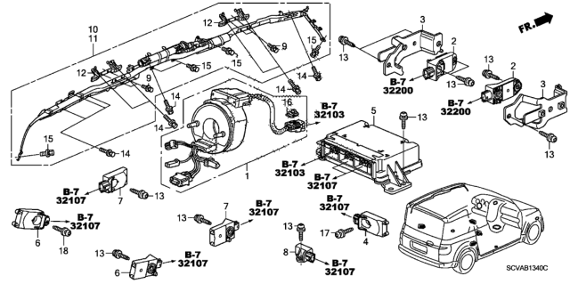 2008 Honda Element SRS Unit (Trw) Diagram for 77960-SCV-A01