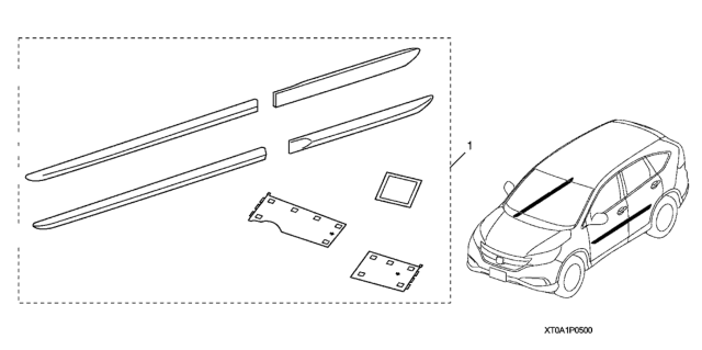 2016 Honda CR-V 5 Door EX-L (2WD) KA CVT Body Side Molding Diagram