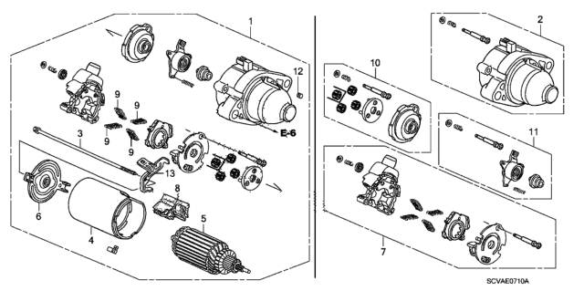 2009 Honda Element Starter Motor (Mitsuba) Diagram