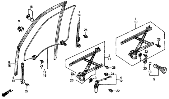 1990 Honda Accord Glass Assy., R. FR. Door (Blue) Diagram for 73300-SM4-000