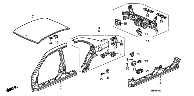 2004 Honda Civic Outer Panel - Rear Panel (Old Style Panel) Diagram