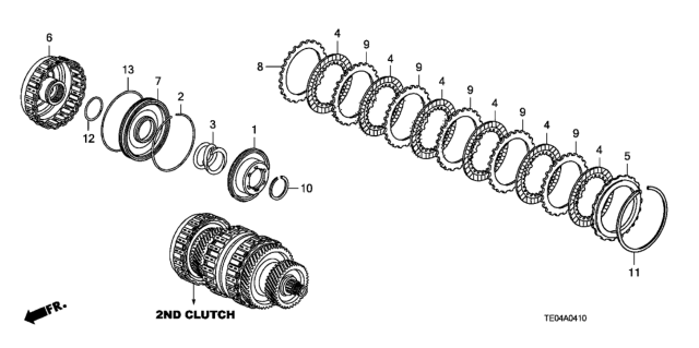 2011 Honda Accord Disk, Clutch Diagram for 22545-R91-003