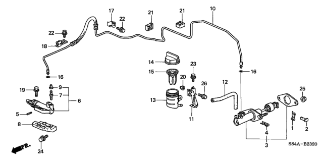 2002 Honda Accord Tube Assembly, Damper Diagram for 46960-S84-A44