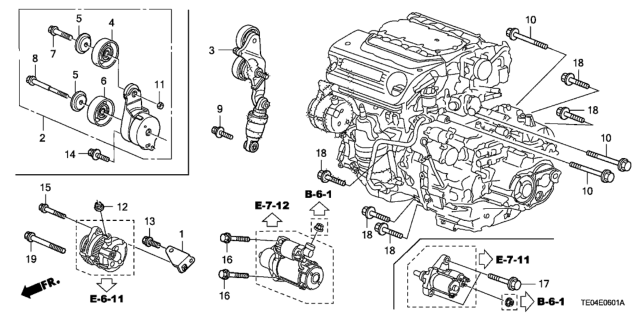 2008 Honda Accord 2 Door EXL-V6 KL 6MT Alternator Bracket (V6) Diagram