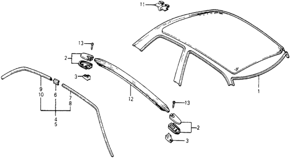 1978 Honda Accord Molding, R. RR. Drip Diagram for 71813-671-000