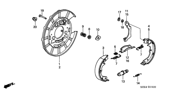 2004 Honda Odyssey Spring B, Brake Diagram for 43367-S3V-A01