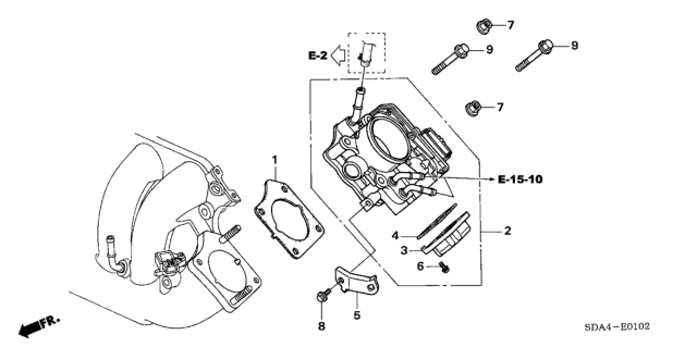 2006 Honda Accord Throttle Body, Electronic Control (Gmb9A) Diagram for 16400-RTB-003