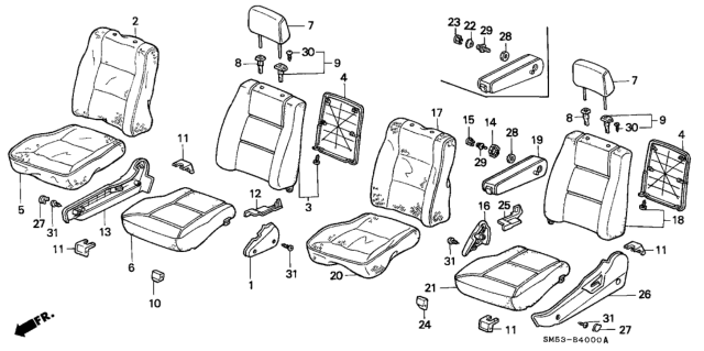 1992 Honda Accord Cover, Left Front Seat-Back Trim (Palmy Blue) Diagram for 81521-SM5-A02ZB