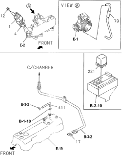 1996 Honda Passport 4 Door DX (4X2 4 CYLINDER) KL 5MT Emission Piping Diagram