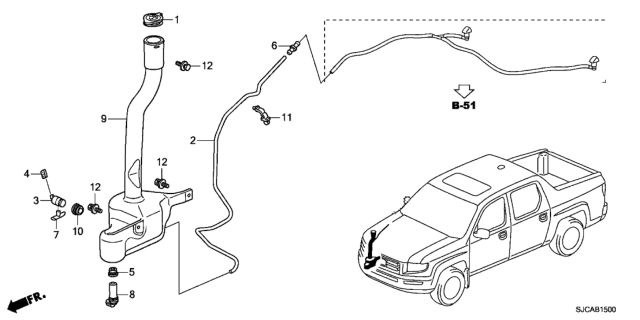 2014 Honda Ridgeline 4 Door RTS KA 5AT Windshield Washer Diagram