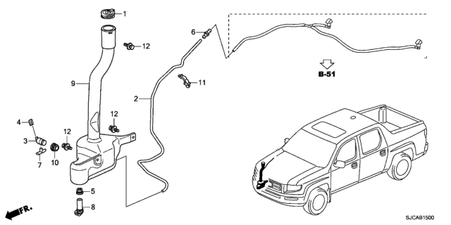 2014 Honda Ridgeline Windshield Washer Diagram