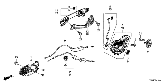 2017 Honda Fit Cable, Right Rear Door Lock Diagram for 72633-TST-A01