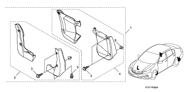 2016 Honda Accord Splash Guard Diagram