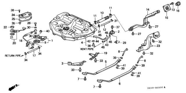 1994 Honda Civic 3 Door SI (ABS) KA 5MT Fuel Tank Diagram