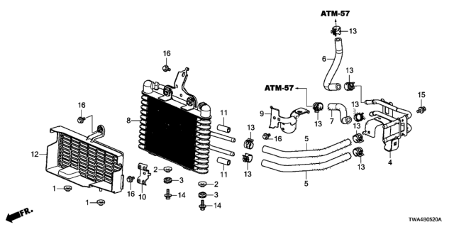 2018 Honda Accord Hybrid Cooler Assembly (Atf) Diagram for 25500-6D3-A01