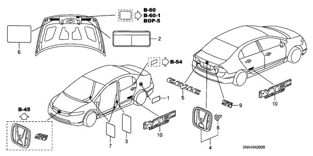 2007 Honda Civic Placard, Specification (Usa) Diagram for 42762-SNE-A70