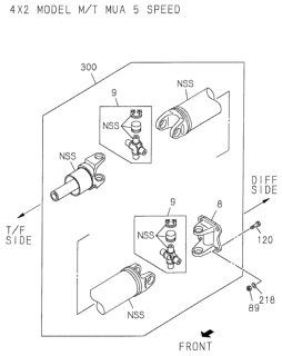 2001 Honda Passport 4 Door 2LX KA 5MT Propeller Shaft (Rear) Diagram 1