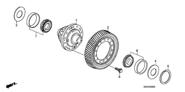 2008 Honda Pilot 5 Door LX-VP (2WD) KA 5AT AT Differential Diagram