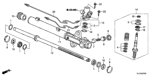 2014 Honda Ridgeline P.S. Gear Box Components Diagram
