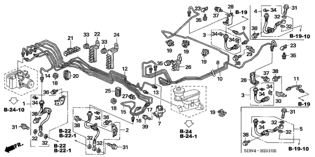 2003 Honda Accord Clip C, Brake Pipe (Abs) Diagram for 46394-SDA-A00