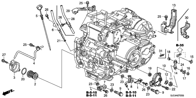 2009 Honda Ridgeline AT Oil Level Gauge - Position Sensor Diagram