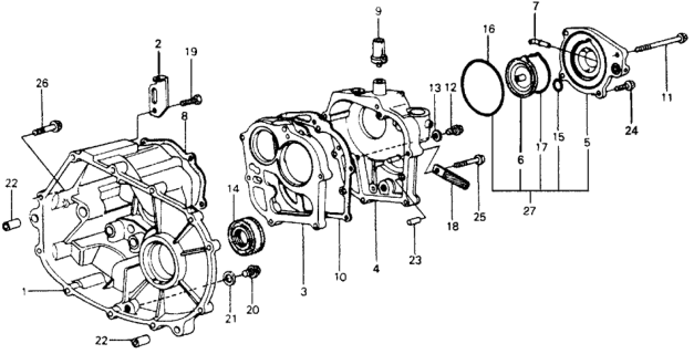 1977 Honda Accord 3 Door STD KH 5MT MT Transmission Housing Diagram